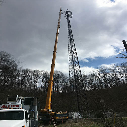 Cell tower crane work in Madisonville