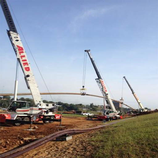 Pipeline lifting and crane support